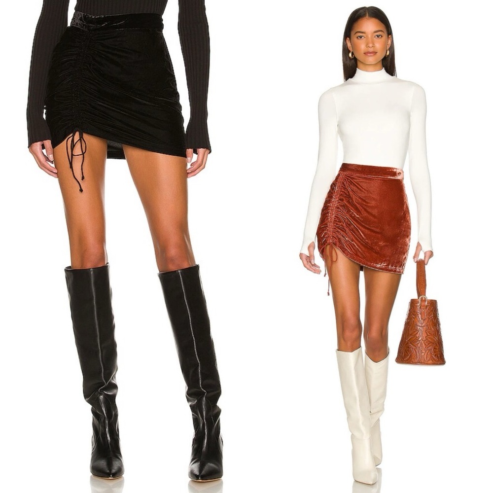 Free People / Vivienne velvet mini skirt in blue - Picture 2 of 5